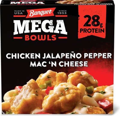 Banquet MEGA Bowls Chicken Jalapeno Pepper Mac 'N Cheese, Frozel Meal, 14 oz. Bowl