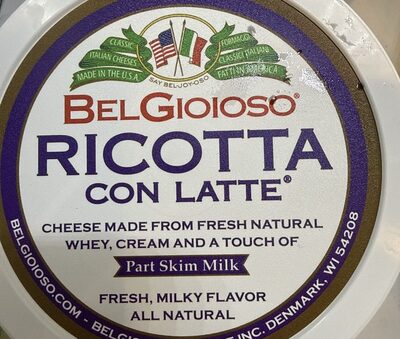 Belgioioso, Ricotta Con Latte, Part Skim Milk, Cheese