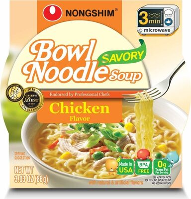 Savory Chicken Flavor Bowl Noodle Soup, Savory Chicken