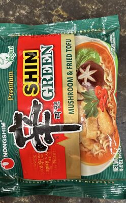 Shin Green Mushroom & Fried Tofu Ramyun Noodles With Seasoning Mix, Shin Green Mushroom & Fried Tofu
