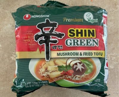 Shin Green Mushroom & Fried Tofu Ramyun Noodles With Seasoning Mix, Shin Green Mushroom & Fried Tofu