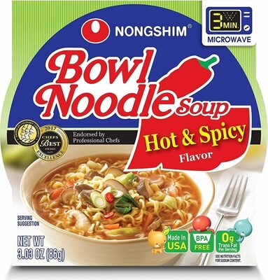 Hot & Spicy Flavor Bowl Noodle Soup, Hot & Spicy