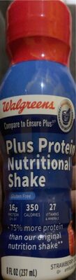 Strawberry Cream Flavored Plus Protein Nutritional Shake, Strawberry Cream