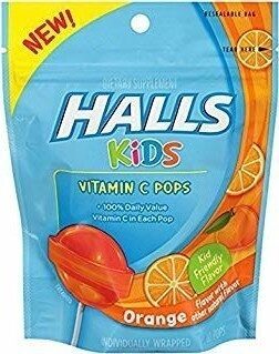 Halls Kids Lollipops Orange 1X10 Pc