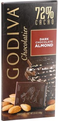 Godiva, Chocolatier, 72% Cacao Dark Chocolate, Almond, Almond