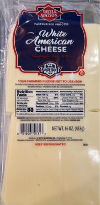White American Pasteurized Process Cheese, White American