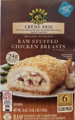 Creme Brie Raw Stuffed Chicken Breasts With Rib Meat, Creme Brie