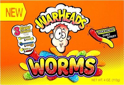 Lemon Cherry, Blue Raspberry Orange, Green Apple Lemon Worms Chewy Candy, Lemon Cherry, Blue Raspberry Orange, Green Apple Lemon