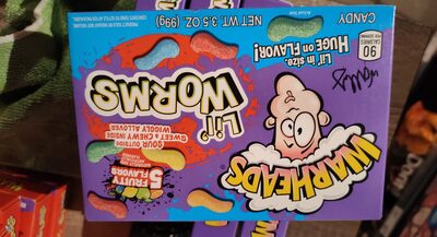 Lemon, Green Apple, Orange, Black Cherry, Blue Raspberry Flavored Lil' Worms Candy, Lemon, Green Apple, Orange, Black Cherry, Blue Raspberry