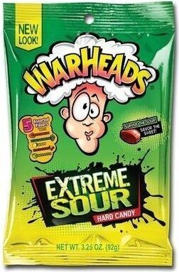WARHEADS Extreme Sour Hard Candy 3.25oz Peg Bag