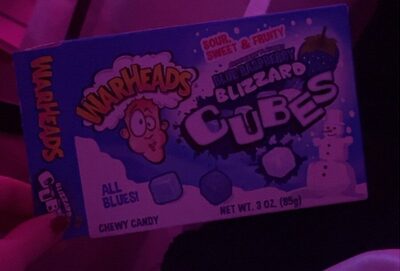 Blue Raspberry Flavored Blizzard Chewy Candy Cubes, Blue Raspberry