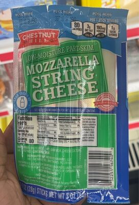 Low-Moisture Part-Skim Mozzarella String Cheese Sticks, Mozzarella