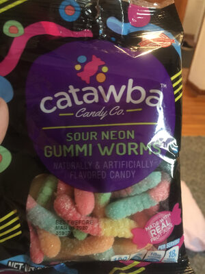 Sour Neon Gummi Worms Candy, Sour Neon Gummi Worms