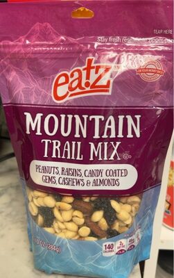 Mountain Trail Mix Peanuts, Raisins, Candy Coated Gems, Cashews & Almonds, Mountain