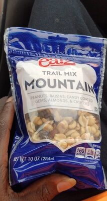 Mountain Peanut Raisins Candy Coated Gems, Almonds & Cashews Trail Mix, Mountain