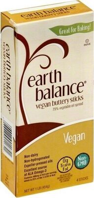 Earth Balance Vegan Buttery Sticks, Salted Buttery Sticks Vegan Butter Alternative, 1 LB (4 Sticks)