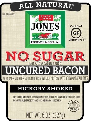 Bacon, Regular Slice, No Sugar Hickory Smoked, Vacuum, 8 oz.