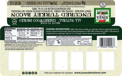 Turkey Bacon, Sliced, Separated, 13-17 Slices per package, 1/8 oz.
