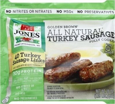 Golden Brown All Natural Turkey Sausage Links, Minimum 40 Links/Bag, 20 oz.