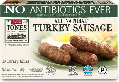 Golden Brown All Natural ABF No Sugar Turkey Links, 10 Links/Pkg, 7.0 oz.