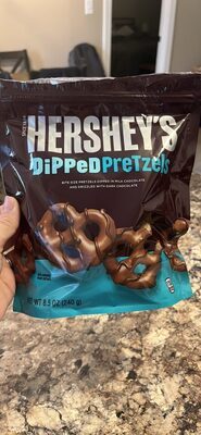 Bite Size Pretzels Dipped In Milk Chocolate And Drizzled With Dark Chocolate, Milk Chocolate And Dark Chocolate