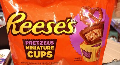 Milk Chocolate & Peanut Butter Stuffed With Pretzels Miniature Cups, Milk Chocolate & Peanut Butter
