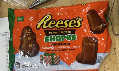 Milk Chocolate & Peanut Butter Assortment Snowmen, Stockings, Bells Shapes, Milk Chocolate & Peanut Butter