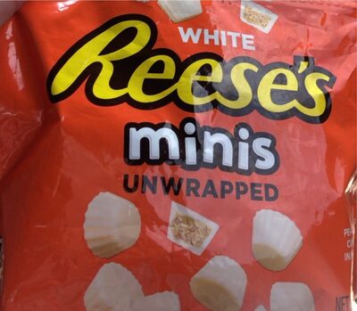 White Minis Unwrapped Peanut Butter Cups Enrobed In White Creme, White