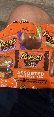 Milk Chocolate & Peanut Butter Pumpkins, Ghosts & Bats Assorted Snack Size Shapes, Milk Chocolate & Peanut Butter