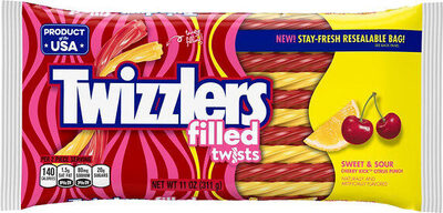 Weet & Sour, Cherry Kick, Citrus Punch Low Fat Snack Filled Twists Candy, Sweet & Sour, Cherry Kick, Citrus Punch