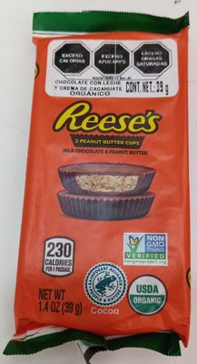 Organic Milk Chocolate & Peanut Butter Cups, Milk Chocolate; Peanut Butter