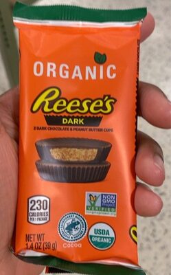 Organic Dark Chocolate & Peanut Butter Cups, Dark Chocolate; Peanut Butter