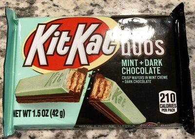 Crisp Wafers In Mint Creme + Dark Chocolate Duos Bars, Mint Creme + Dark Chocolate