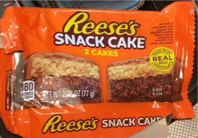 Chocolate Snack Cake Topped With Reese's Peanut Butter Creme Covered In Smooth Real Milk Chocolate, Chocolate
