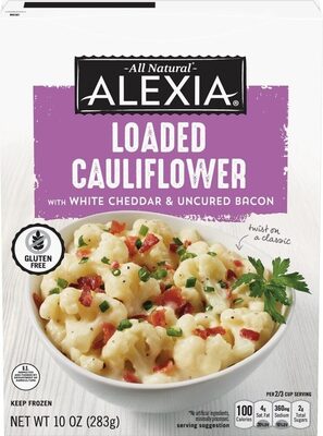 Alexia Loaded Cauliflower with White Cheddar and Bacon, Frozen Cauliflower Side, 10 oz.