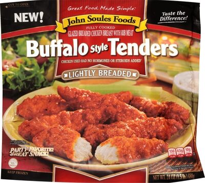 Buffalo Style Tenders Glazed Lightly Breaded Chicken Breast With Rib Meat, Buffalo Style Tenders
