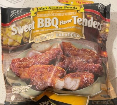 Sweet BBQ Flavor Tenders Lightly Breaded Glazed Breaded Chicken Breast With Rib Meat, Sweet BBQ Flavor Tenders