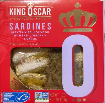 Sardines In Extra Virgin Olive Oil With Basil, Oregano & Garlic, Extra Virgin Olive Oil With Basil, Oregano & Garlic