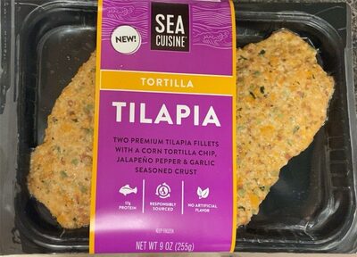 Tortilla Tilapia Two Premium Tilapia Fillets With A Corn Tortilla Chip, Jalapeno Pepper & Garlic Seasoned Crust, Tortilla