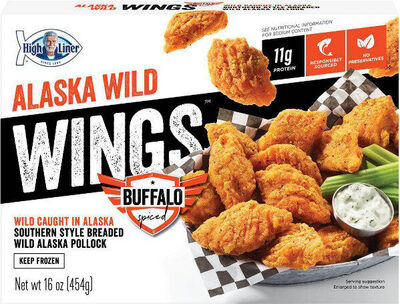 Buffalo Style Southern Style Breaded Wild Caught In Alaska Pollock Wings, Buffalo Style