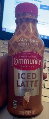 Vanilla Waffle Cone Iced Latte Coffee Drink, Vanilla Waffle Cone