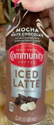 Mocha White Chocolate Iced Latte Coffee Drink, Mocha White Chocolate