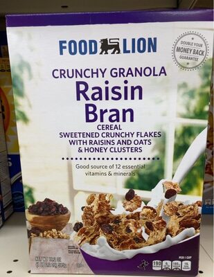 Raisin Bran Sweetened Crunchy Granola Flakes With Raisins And Oats & Honey Clusters Cereal, Raisin Bran