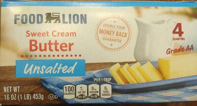 Food Lion, Unsalted Sweet Cream Butter