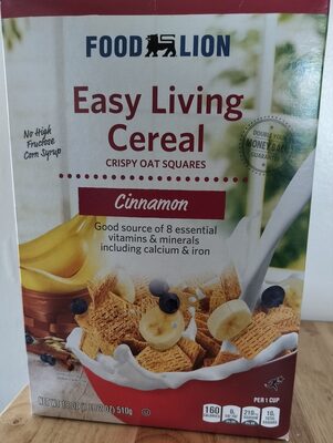 Cinnamon Easy Living Cereal Crispy Oat Squares, Cinnamon