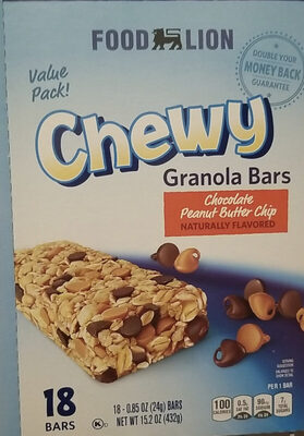 Chocolate & Peanut Butter Chip Flavored Chewy Granola Bars, Chocolate & Peanut Butter Chip