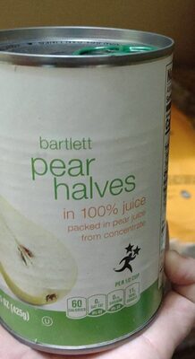 Bartlett Pear Halves In 100% Juice Packed In Pear Juice From Concentrate, Bartlett Pear Halves
