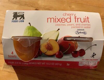 Mixed Fruit Peaches, Pears, And Cherries Packed In Water