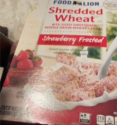 Stawberry Frosted Shredded Wheat Bite- Sized Sweetened Whole Grain Wheat Cereal, Strawberry Frosted