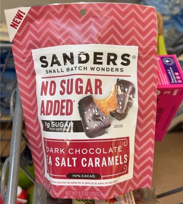 Dark Chocolate Sea Salt No Sugar Added 70% Cacao Caramels, Dark Chocolate Sea Salt